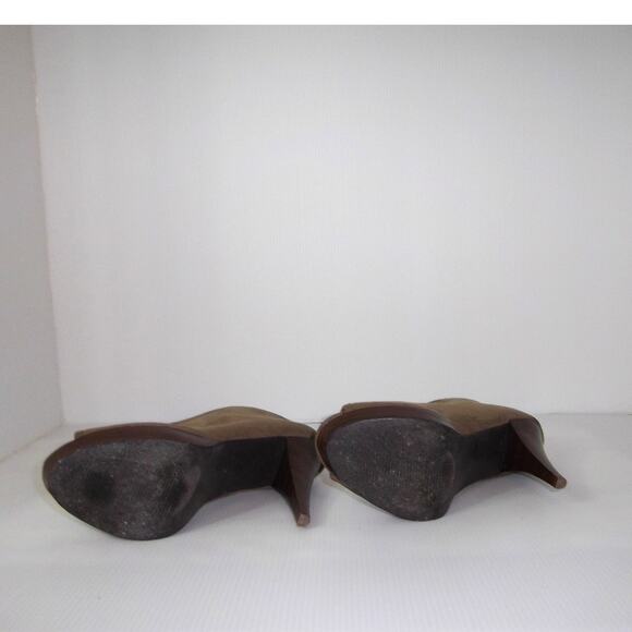 Charming Charlie Brown Suede Open Toe Zip Up 4.5" Heel 8.5 - Picture 4 of 6